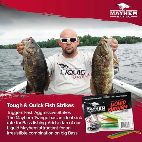 Liquid Mayhem Devils Split 4” – Soft Plastic Lures for Bass & Walleye with Fast Darting Action – Includes Bonus 10ml Attractant – 6 Baits Each Pack - size: 4" Kit - 1 Pack, style: Fire Tiger