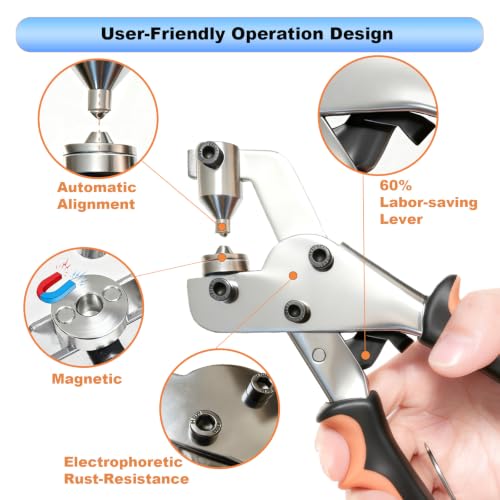 Snap Fastener Tool Kit, 100 Sets Boat Cover Snaps with Snap Setter Tool | Labor-Saving Auto Align Snap Installation Tool, Snap Repair Kit with 380 Pcs 15mm Stainless Snaps for Covers, Canvas, Tarps
