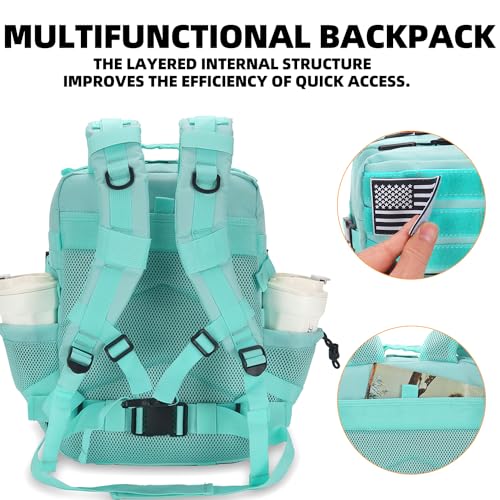 Lovelinks21 25L Tactical Backpack for Men and Women Military Backpack Small Assault Pack Molle Backpack Bug Out Bag Travel Rucksack Daypack (Mint Green) - color: Mint Green