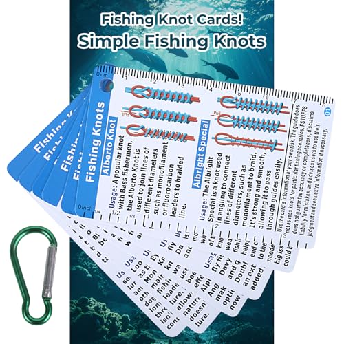 Fisherman's Knot Cards - 25 way Waterproof Pocket Guide & Knot Tying Tool | Fishing Knot Charts, Hook Size Chart for Salt Water Fishing | Gifts for Fisherman, Men, Boy Scouts Incl. Knots Landing Guide