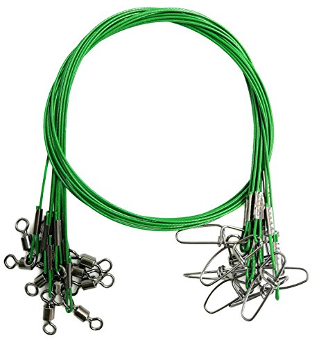 Fishing Wire Leaders for Saltwater: 30pcs Stainless Steel Line Leaders Nylon-Coated 19" - 100 LB High Strength Wire Rig for Shark Barracuda Pike Fishing - color: Green