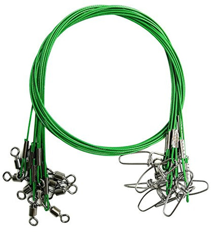 Fishing Wire Leaders for Saltwater: 30pcs Stainless Steel Line Leaders Nylon-Coated 19" - 100 LB High Strength Wire Rig for Shark Barracuda Pike Fishing - color: Green