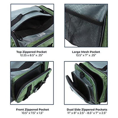 OSAGE RIVER Large Waterproof Fishing Tackle Bag with Padded Shoulder Strap, Ripstop Soft Sided Bag with Fishing Pliers Holder - color: Olive