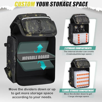 HAMBOLY Fishing Backpack 45L with Rod Holders, Water-Resistant Tackle Backpack for Fishermen, Large Capacity Fishing Gear Bag for Travel Hiking Camping - color: Dark CM (4 Tackle Boxes Included)