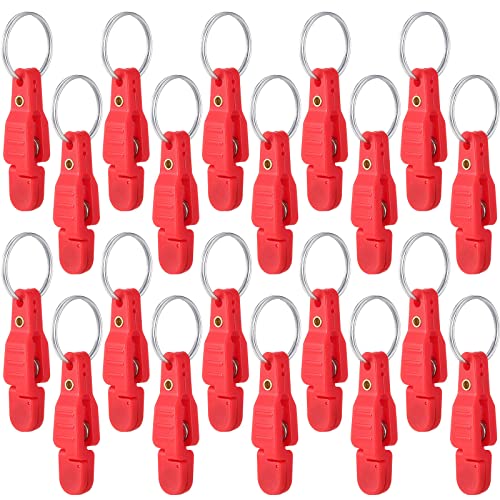 Honoson 20 Pieces Heavy Tension Snap Release Clips Padded Trolling Clips with Key Ring for Weight Planer Board Offshore Kites Downrigger Fishing - color: Red
