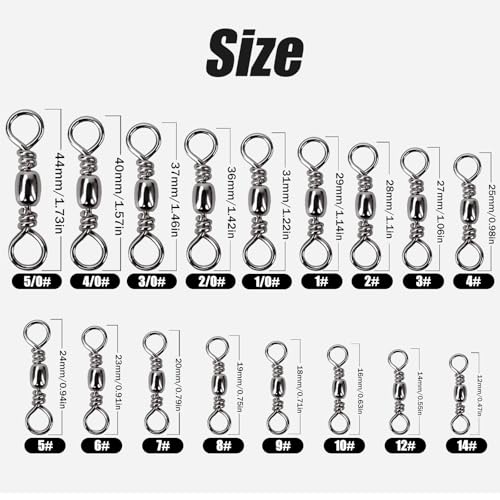 Copper Ball Bearing Swivels Cross Line Swivels Silver FS/ZH-02(10#,100pcs) | for Saltwater Freshwater,Fishing Swivel Tackle,for Lure Line,and Leader Connections