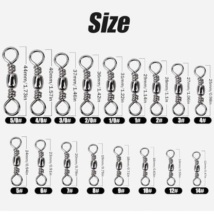 Copper Ball Bearing Swivels Cross Line Swivels Silver FS/ZH-02(10#,100pcs) | for Saltwater Freshwater,Fishing Swivel Tackle,for Lure Line,and Leader Connections