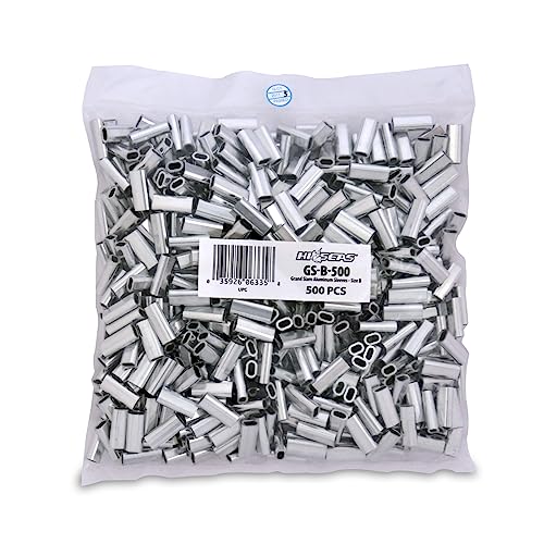 HI-SEAS Grand Slam Aluminum Fishing Line Crimp Sleeves - Bulk 500 Pieces, Durable and Strong Crimps for Monofilament 40lb Test up to 600lb Test for Saltwater Fishing Leaders - style: 500 Pc/2.8 Mm