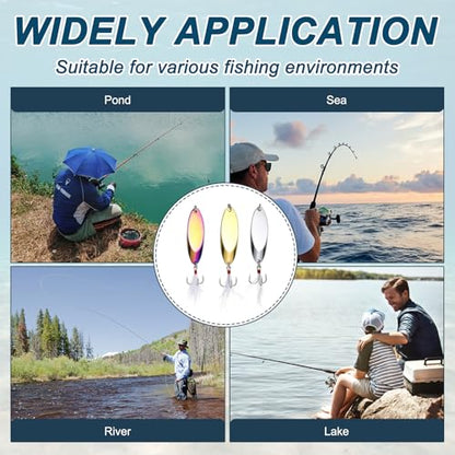 Fishing Spoons Lures Metal Saltwater Treble Trout Lures Jigging Spoon with Treble Hooks Spinner Baits for Freshwater - color: Gold, size: 25g / 7/8oz