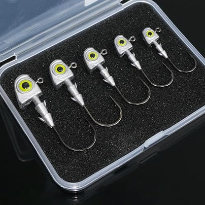 15pcs Swimbait Jig Heads Dual Bait Keeper 3D Eye Salt Fresh Water Soft Lure Hooks Multi Weight Assortment 1/8-1/2oz - size: 3/16oz-15Pack