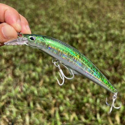 3pcs Sinking Bass Fishing Lures Saltwater Long Casting Laser Minnow Fishing Baits Hard Lure Fishing Kits Accessories (AH - color: AH1445A-5.5'' 1.6oz