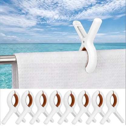 8 Pack Marine Boat Rail Towel Clips Storm Proof for Beach Pontoon Fishing Cruise Travel (Orange)