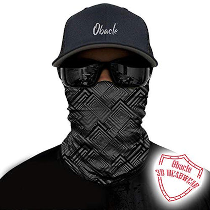 Obacle Seamless Face Mask Rave Bandana Men Women for Dust Sun Wind Protection - color: Geometry Black Gray