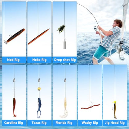 FONMANG 322-Piece Fishing Lures Kit - Buzz Bait/Spinner Baits/Jig/Frog, Fishing Tackle Box with Tackle Included, Soft Bait/Hooks/Weights, Fishing Gear Lure Kit Gift for Men Freshwater Bass Trout - color: A-322pcs Bass Fishing Kit