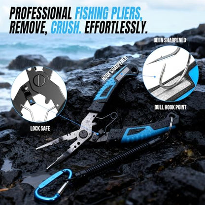 PLUSINNO Fishing Gear, Fishing Tools, Fishing Accessories, Corrosion Resistant Fishing Pliers Kit, Fishing Knife, Floating Fish Lip Gripper Fishing Gifts for Men, Gifts for Fishermen - style: 7pcs Fishing Tools