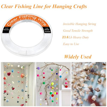 Clear Fishing Line Wire 755 ft, Invisible Monofilament Fishing Line Wire, Nylon String for Hanging Balloons Garland Crafts Picture Decorations, Clear String Threads Cords WUINOID - style: 0.55mm/525ft