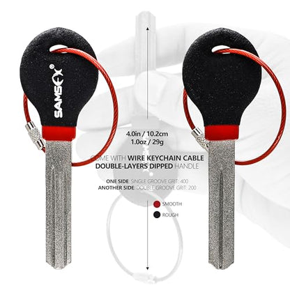 SAMSFX Fishing Hook Sharpener Hook File for Fishing Diamond File with Handle Portable Double Sided Fine and Medium Grits for Men - color: Black & Red