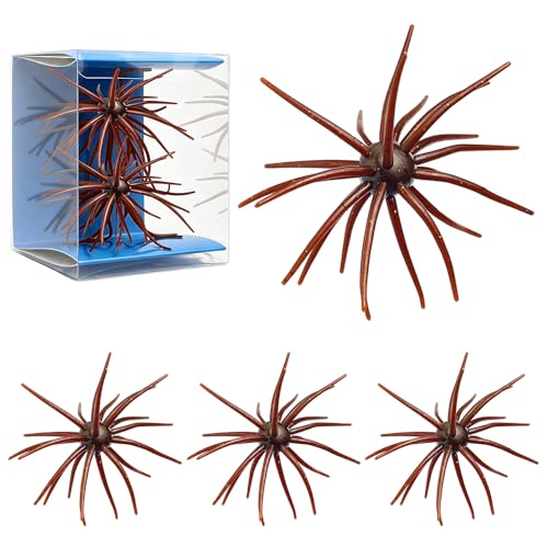 4PCS Simulation Sea Urchin Bait, 2026 New Soft Plastic Fishing Lures for Bass Fishing, Sea Urchin Shape Fishing Lure Swimbait for Lake Fishing - color: Brown