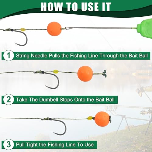 Carp Fishing Hair Rigs Kit, Carp Hook Rig Swivel Braided Thread Line with Corns Boilie Bait Stopper Stringer Needle Tool Accessories - style: 24pcs Pre-tied Carp Rigs (#2,#4,#6,#8)