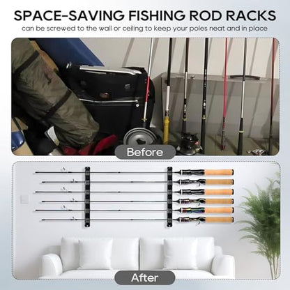 2-Pack Wall-Mounted Horizontal Fishing Rod Holders Fits Most Rod Diameter