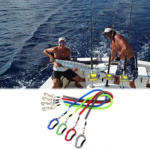HERCULES M4 Fishing Lanyard, Fishing Pole Tether, Kayak Paddle Leash, Heavy Duty Retractable Coiled Lanyard for Fishing, Rods, Pliers, Boating, Paddles, Kayak - color: Pack of 2 Red (17.7" Plus, 5.9")