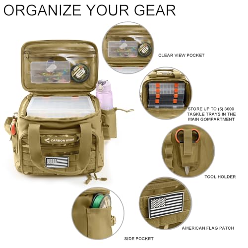 Waterproof Fishing Tackle Bag,Saltwater Tackle Box Bag,Fishing Bags for Men - Fishing Gifts for Men Khaki - color: Khaki
