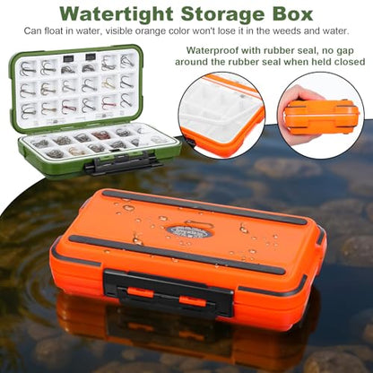 3 Pcs Small Waterproof Tackle Box Organizer, Plastic Double-Sided Storage with Adjustable Dividers for Fishing Lures, Hooks, Bait (Green, Orange, Gray)