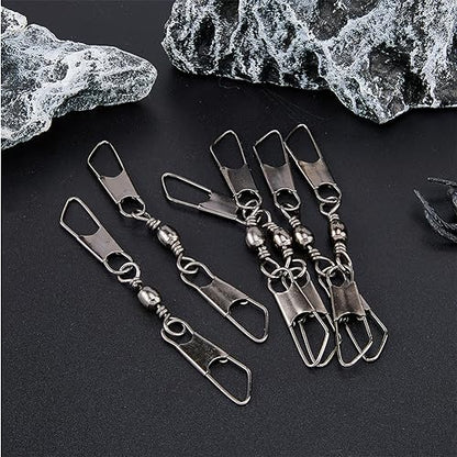 SUPERFINDINGS 30Pcs Double Fishing Snap Swivels Carbon Steel Fishing Rolling Bearing Connector Fishing Rolling Ball with Snap Connector Fishing Tackle Fishing Accessories, 89mm