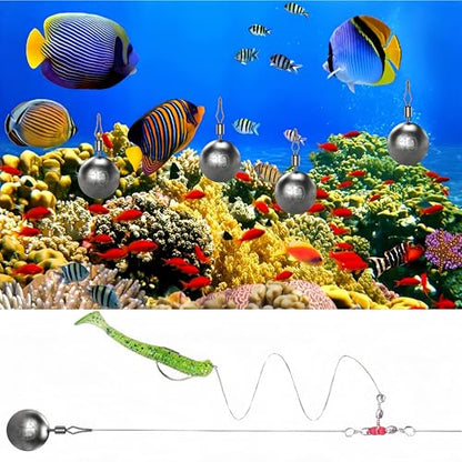 50Pcs Round Fishing Weights Sinkers Ball Fishing Weights Casting Drop Shot Sinkers Catfishing Sinkers Lead Weights Sinkers with Barrel Swivels for Saltwater Freshwater Fishing-(3.5-10g) - size: 3/8oz(10g)-40 Pack