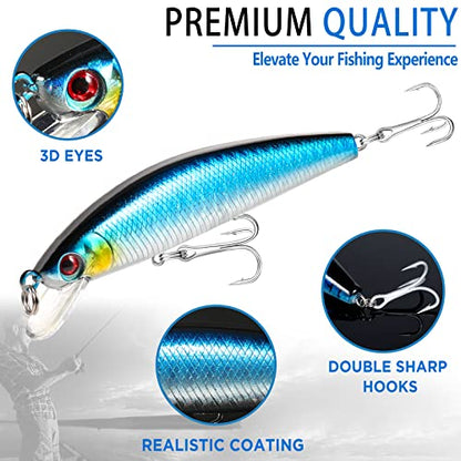 PLUSINNO 353/404 PCS Fishing Lures, Upgrade Fishing Tackle Box with Tackle Included, Crankbaits, Hooks, Weights, Other Accessories, Fishing Lure Bait Gear Equipment Kit Gift for Men Freshwater Bass - color: 353 Pcs Fishing Tackle Kit