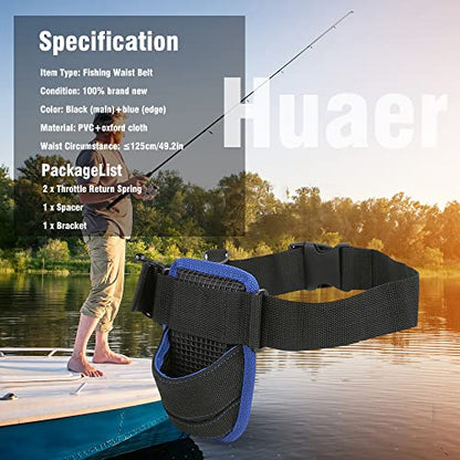 Akozon Waist Fishing Rod Holder, Lightweight Waist Fishing Rod Holder Oxford Fabric Belt Strap Support Waist Rod Holder Belt Angling Tools Accessories(Fishing Waist Belt)