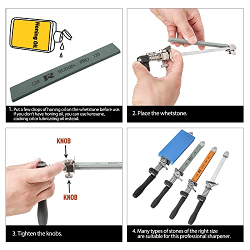 RUIXIN PRO RX-009 Professional Knife Sharpener with 10 Whetstones, 360° Rotation Flip Design Fixed-Angle Aluminum Alloy Kitchen Chef Knife Sharpening Kit Abrasive Holding System Tools
