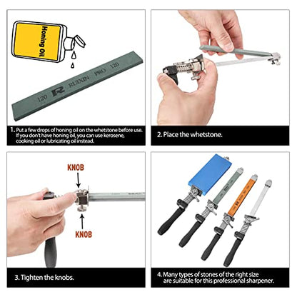 RUIXIN PRO RX-009 Professional Knife Sharpener with 10 Whetstones, 360° Rotation Flip Design Fixed-Angle Aluminum Alloy Kitchen Chef Knife Sharpening Kit Abrasive Holding System Tools