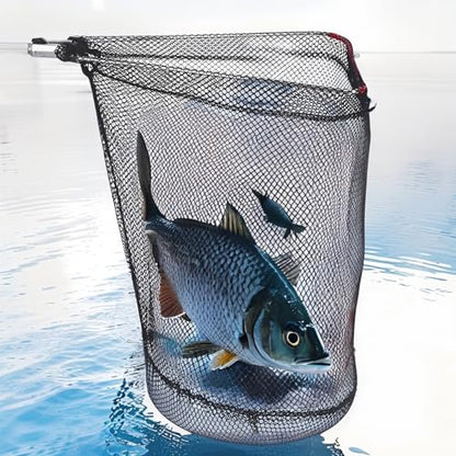 Telescopic Fishing Landing Net, Folding Fishing Nets with Telescopic Rod Handle for Fish Catch Release, Aquarium, Ponds Floating Objects, Carp Trout - color: Black pole+black net