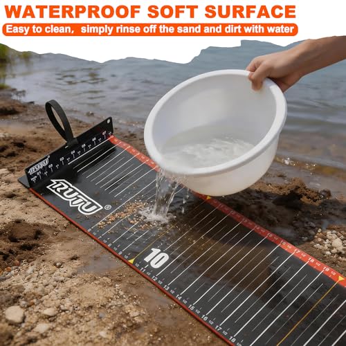 RUTU 53-Inch Fishing Scroll Tape Measure, with 8-Inch Imperial Scale Measuring Board, Fishing Measuring Ruler Tool, Foldable, Waterproof, Suitable for Boats, Kayaks, Rafts and Outdoor Fishing - size: 53X8in