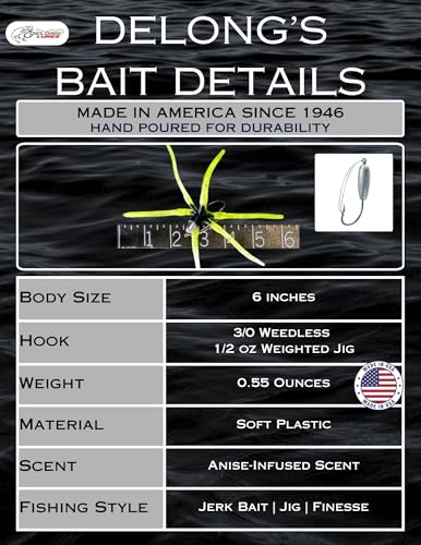 Delong Lures - The Squirm Fishing Lures - Ultimate Bass Fishing Kit - Weighted Jigs for Freshwater & Saltwater, Large Swimbait Lures - Made in USA - color: Variety 3 Pack