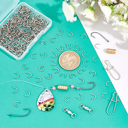SUPERFINDINGS 300Pcs Fishing Spinner Clevis U Shaped Spinnerbait Clevis Platinum Brass Links Easy Spin Spinner Clevis Spinner Change Spinner Clevis for Lure Making, Hole: 1mm - color: Platinum