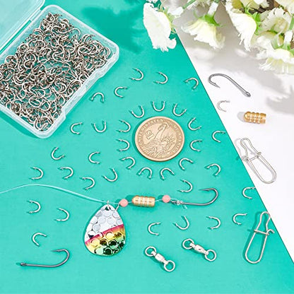 SUPERFINDINGS 300Pcs Fishing Spinner Clevis U Shaped Spinnerbait Clevis Platinum Brass Links Easy Spin Spinner Clevis Spinner Change Spinner Clevis for Lure Making, Hole: 1mm - color: Platinum
