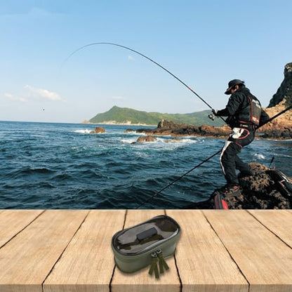 EVA Fishing Tackle Box, Thickened Waterproof Storage Case with Transparent Lid, Portable Hard Shell Organizer for Hooks Lures Baits, Dark Green, 6.3x3.7x2.4 Inch