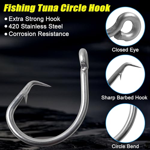 SILANON Pre-Rigged Carolina rig Saltwater Grouper Rig Egg Sinker Flounder Rigs with 10 Circle Hooks Steel Wire Leader for Catfish Snapper Flounder Halibut Redfish Surf Fishing Bottom Rig - size: Egg sinker Rig(6pcs)+Circle hooks(20pcs)