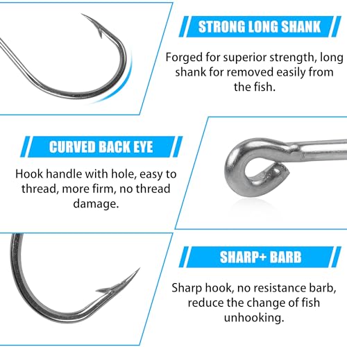 Octopus Beak Hooks, 60pcs/100pcs Stainless Steel Saltwater Fishing Hooks, Suicide Bait Jig, Big Game, Offset Circle Hooks 10 - size: 4/0 - 60pcs