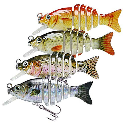 TRUSCEND Swimmax Easy Catch Fishing Lures with BKK Hooks, Wiggling, Vibrating, Rattling and Gurgling for More Bites, Heavy-Duty Dyneema Fiber Jointed Swimbaits for Bass, Trout, Crappie, Walleye, Pike - color: A3-2",0.07oz