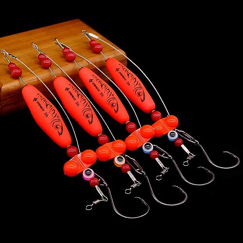 Catfish-Rig-for-Bank-Fishing-Catfishing-Tackle-Floats-with-Rattler-Santee Cooper Rig Equipment - color: Red-4 Pack, size: 2.5 inch