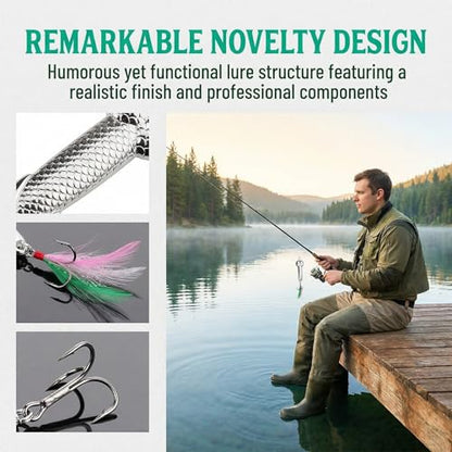 Gag Fishing Lures Set Metal Luminous Sequin Spoons Funny Top Water Bass Fishing Lures Fishermen Gear Spinner Baits Freshwater Saltwater Equipment Fishing Hook for Fishing Lover Men - color: Silver
