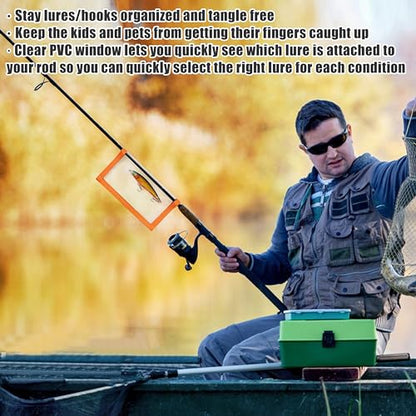 OROOTL Fishing Lure Wraps Hook Covers, 5/12 Packs Fishing Lure Covers for Rod Durable Clear PVC Treble Hook Cover Bait Storage Protector Keep Safe from Sharp Hooks - style: Orange-l(4"x7.7")-5pcs