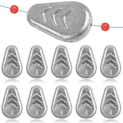 5/10 Pack No Roll Sinker Lead Fishing Weights Catfish Sinkers Coin Disc Weight Snagless Flat Inline Sinker for Catfishing Rig Bank River Surf Fishing Saltwater - color: 1 Ounce - 10 Pack