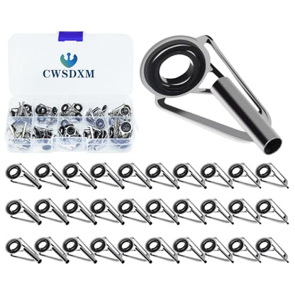 Rod Tip Repair Kit 50pcs Fishing Rod Tips Replacement Set with Storage Box, 10 Sizes Pole Tip Repair Kit - size: A-Iron rod tip kit