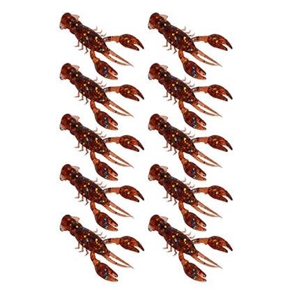 VINGVO Crawfish Lure, 10pcs Fishing Soft Plastic Bait Bass Fishing Lures Crayfish Lure Crawfish Bait PVC Shrimp Artificial Fishing Lures Bait for Carp Bass Fishing Freshwater Saltwater