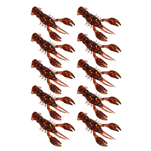 Pongnas 10-Pack Soft Fishing Lure Crawdad Bait Green Shrimp for Bass Fishing - PVC Design - color: Dark Brown