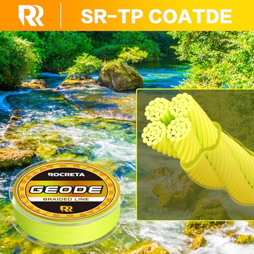 Geode Braided Fishing Line, Super Strong Power Braid Lines for Saltwater and Freshwater Fish 8-50lb, 150yds/300yds/500yds/1000yds - color: Hi Vis Yellow, size: 20LB(1000YDS)